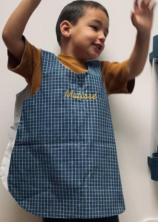 tablier julie coton enduit bleu marine