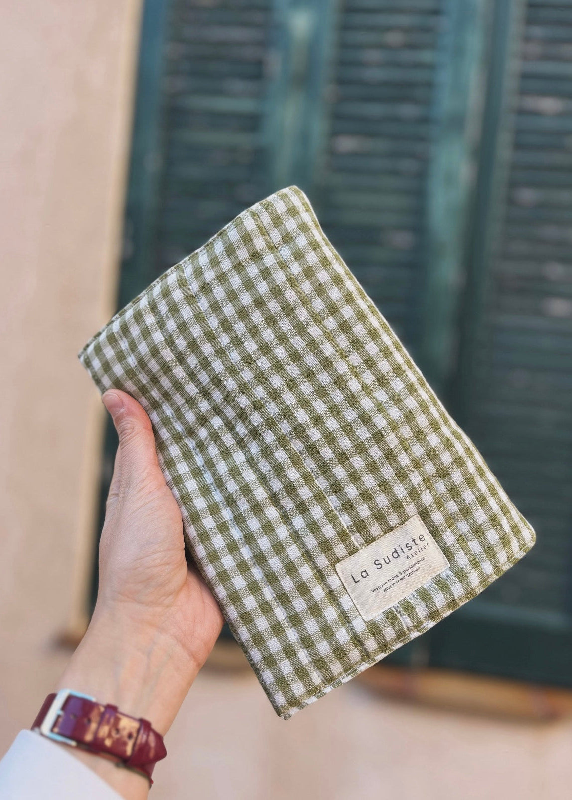 protege carnet vichy vert Marin